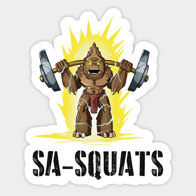 Sasquatch Squats (Sa-Squats)(Black Text Variant) Sticker by Owl-Syndicate